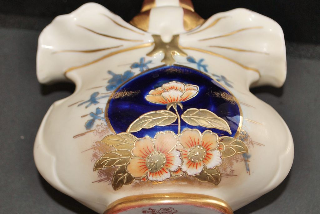 Bohemian Hp Porcelain Basket Vase, c. 1895 Bohemian Hp Porcelain Basket Vase, c. 1895
