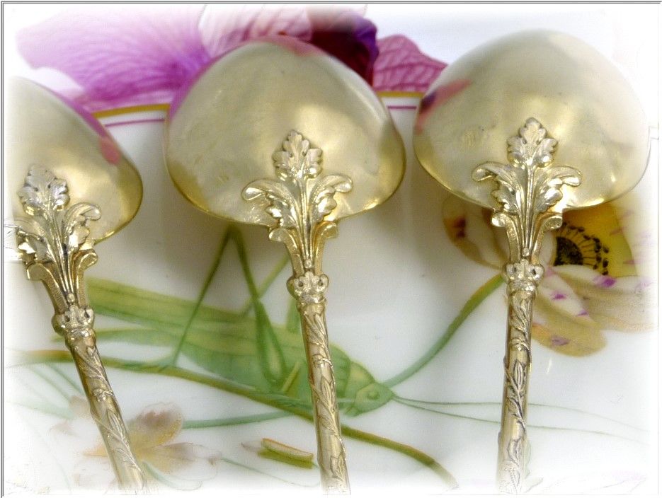 Emile PUIFORCAT Paris -Antique French Sterling & Vermeil Tea or Dessert Spoons 12 Pc. Emile PUIFORCAT Paris -Antique French Sterling & Vermeil Tea or Dessert Spoons 12 Pc.