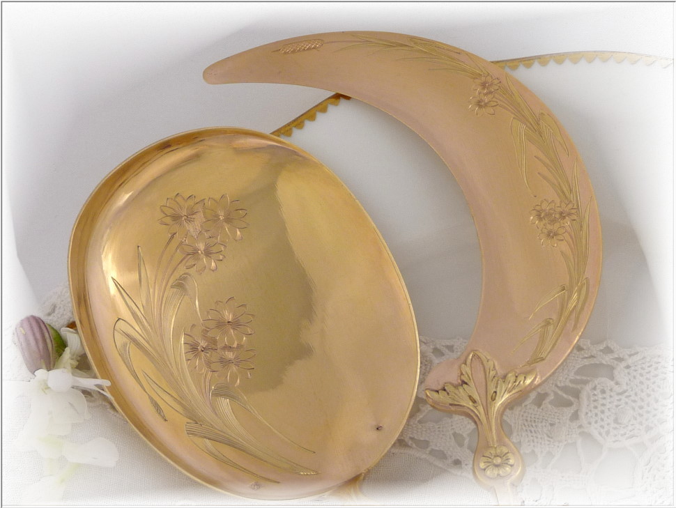 Puiforcat ; Sterling Silver and Vermeil Ice Cream Serving 2 Pieces & Box Puiforcat ; Sterling Silver and Vermeil Ice Cream Serving 2 Pieces & Box