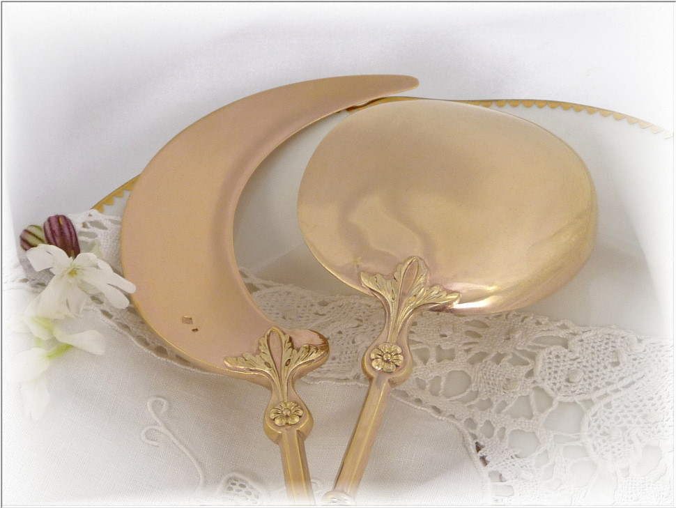 Puiforcat ; Sterling Silver and Vermeil Ice Cream Serving 2 Pieces & Box Puiforcat ; Sterling Silver and Vermeil Ice Cream Serving 2 Pieces & Box