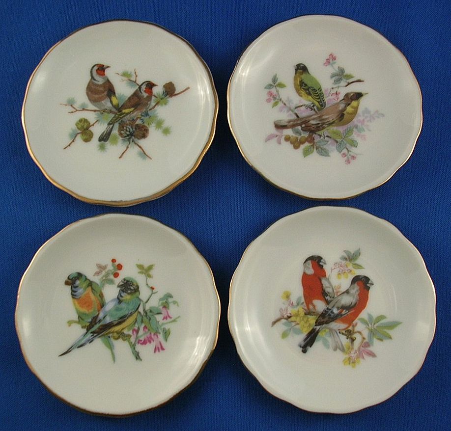 Set of Four Vintage Bird Butter Pats Japan Set of Four Vintage Bird Butter Pats Japan