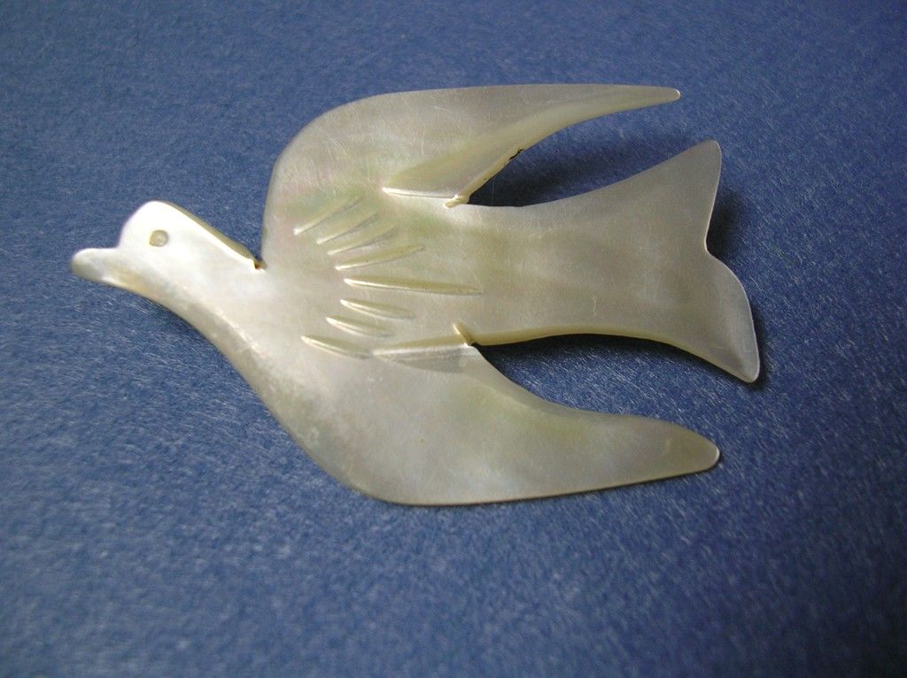 Bethlehem Hand Carved Mother-of-Pearl Dove Pin Bethlehem Hand Carved Mother-of-Pearl Dove Pin