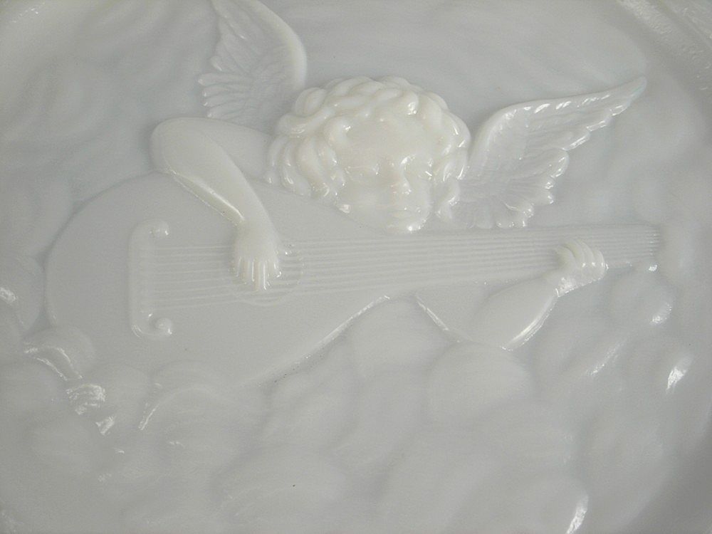 Angel and Lute Decorative Milk Glass Plate Angel and Lute Decorative Milk Glass Plate