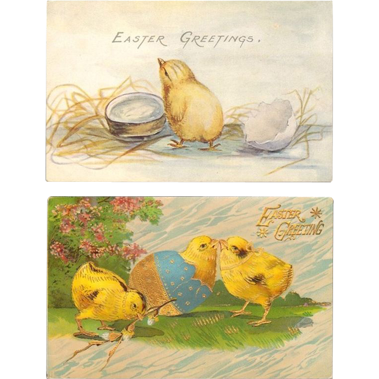 Vintage Easter Greetings Postcard Pair Vintage Easter Greetings Postcard Pair
