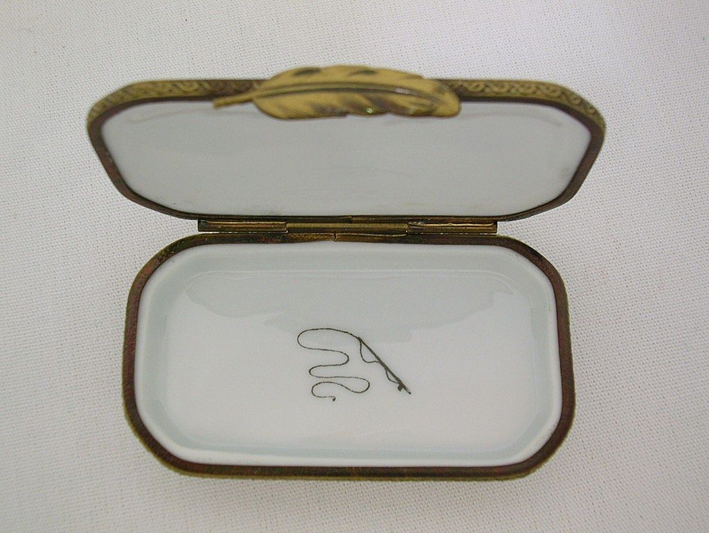 Collectible Limoges Box Decorated With Fishing Flies Collectible Limoges Box Decorated With Fishing Flies