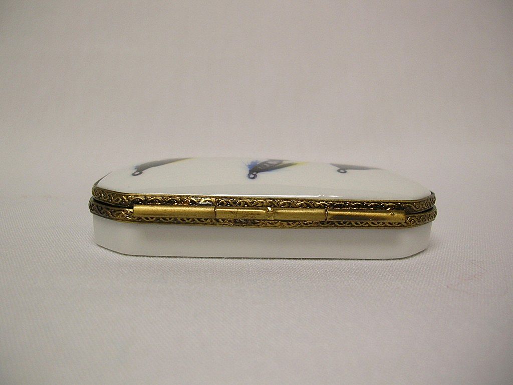 Collectible Limoges Box Decorated With Fishing Flies Collectible Limoges Box Decorated With Fishing Flies