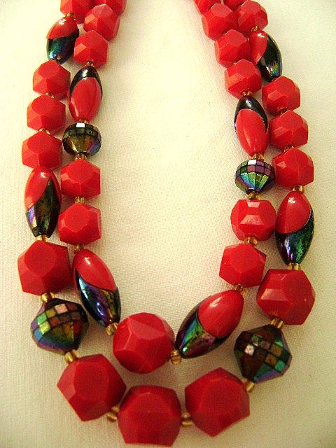 W. German Faceted Red Plastic Multi & Cluster Set W. German Faceted Red Plastic Multi & Cluster Set