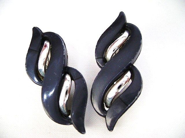 Moderne Demi Wide Grey Thermoset Swirl Bracelet & Clips Moderne Demi Wide Grey Thermoset Swirl Bracelet & Clips