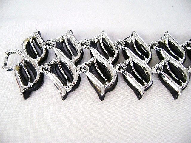 Moderne Demi Wide Grey Thermoset Swirl Bracelet & Clips Moderne Demi Wide Grey Thermoset Swirl Bracelet & Clips