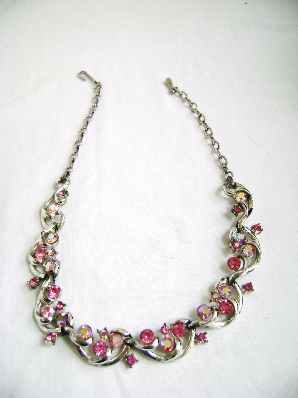 Vintage CORO Pink Rhinestone Silver Tone Choker Vintage CORO Pink Rhinestone Silver Tone Choker