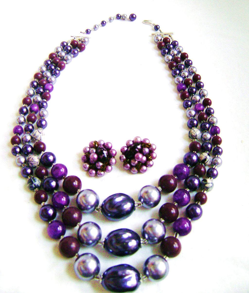 Deep Purples Glass Multistrand from Japan w/Cluster Clips Deep Purples Glass Multistrand from Japan w/Cluster Clips