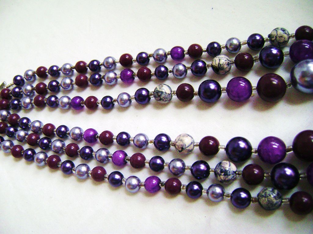 Deep Purples Glass Multistrand from Japan w/Cluster Clips Deep Purples Glass Multistrand from Japan w/Cluster Clips