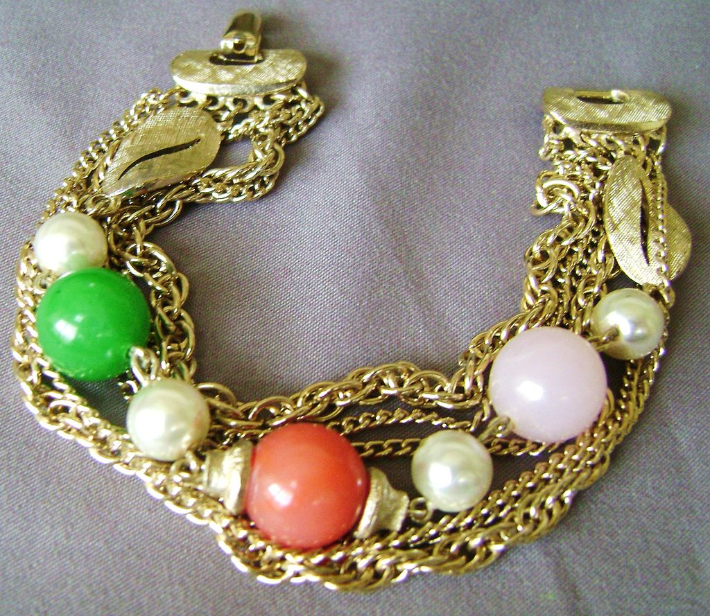 Fun, Chunky Multi-Chain & Bead Vintage Bracelet Fun, Chunky Multi-Chain & Bead Vintage Bracelet