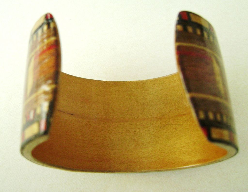 Vintage Painted Wood Cuff for Smaller Wrist Vintage Painted Wood Cuff for Smaller Wrist