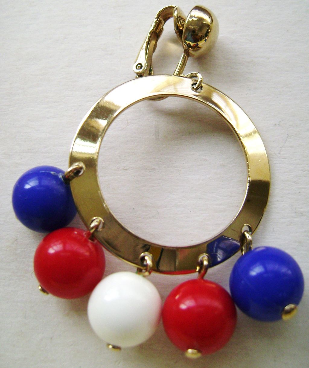 Vintage Sarah Coventry CARNIVAL Red, White & Blue Dangle Earrings Vintage Sarah Coventry CARNIVAL Red, White & Blue Dangle Earrings
