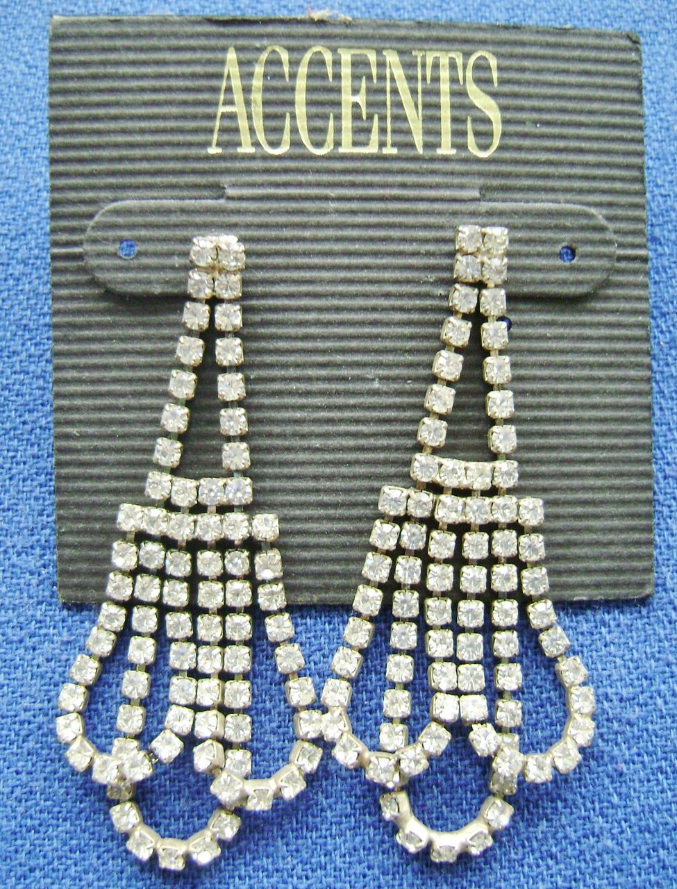 Vintage 1980 Big BLING Rhinestone Chandelier Rhinestone Prcd Earrings Vintage 1980 Big BLING Rhinestone Chandelier Rhinestone Prcd Earrings