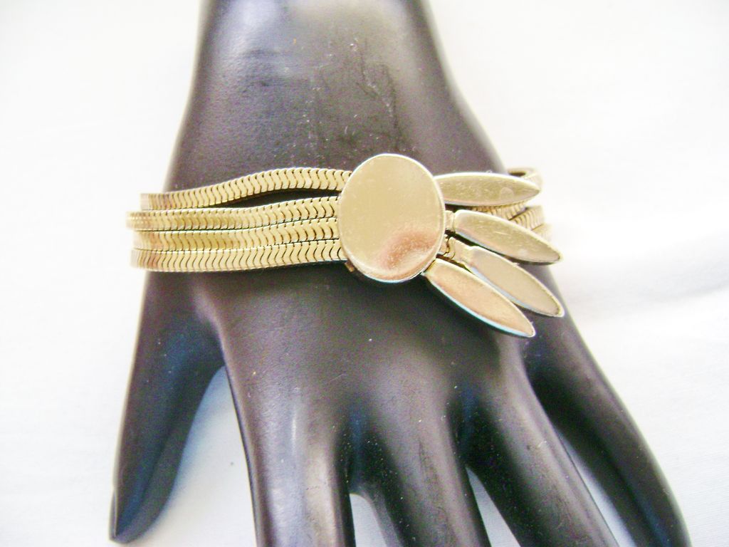 Multi-Strand Gold Tone Snake Chain Vintage Monet Bracelet Multi-Strand Gold Tone Snake Chain Vintage Monet Bracelet
