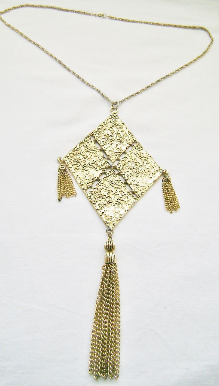 Large Retro Gold Tone Triangle Tassel Pendant Large Retro Gold Tone Triangle Tassel Pendant