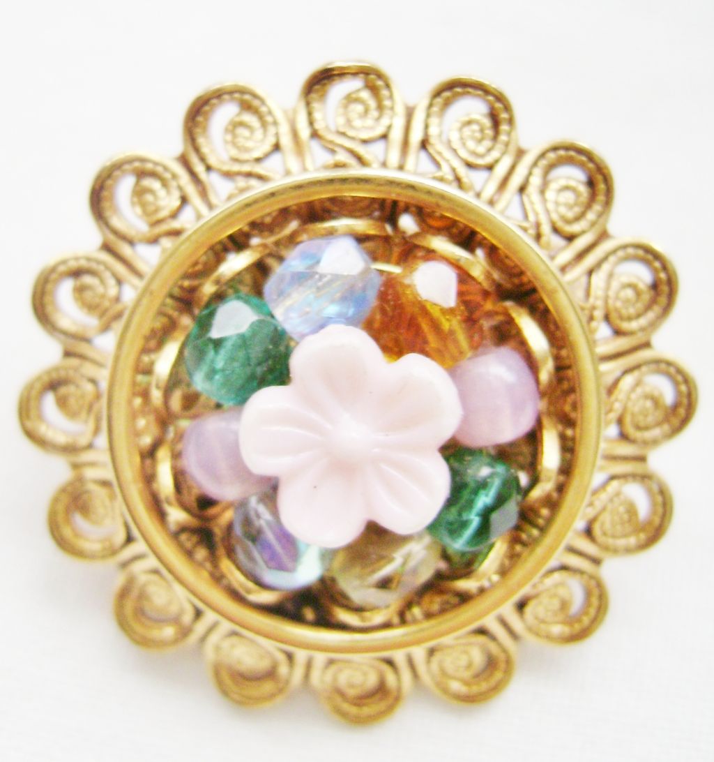 Robert Rose Floral Clips w/Multi-Colored Beads Robert Rose Floral Clips w/Multi-Colored Beads