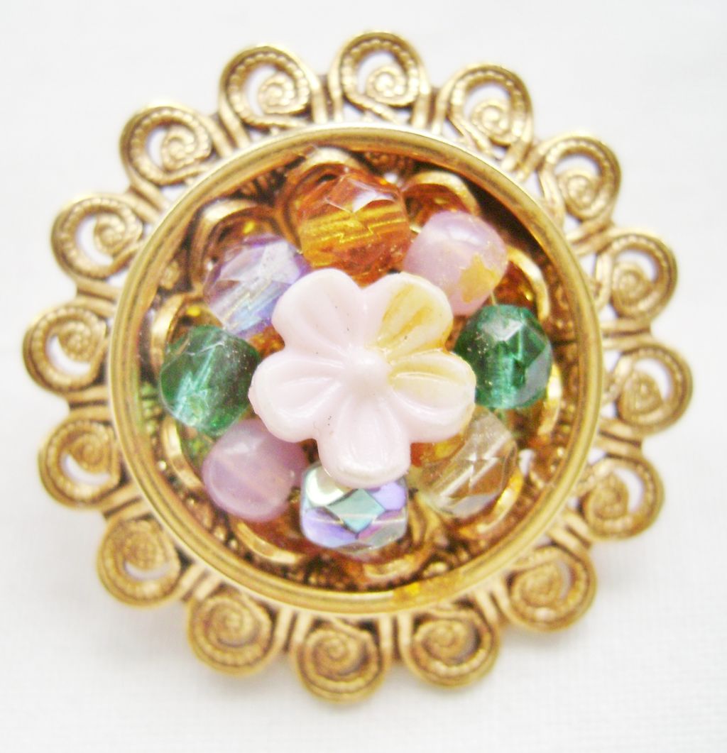 Robert Rose Floral Clips w/Multi-Colored Beads Robert Rose Floral Clips w/Multi-Colored Beads