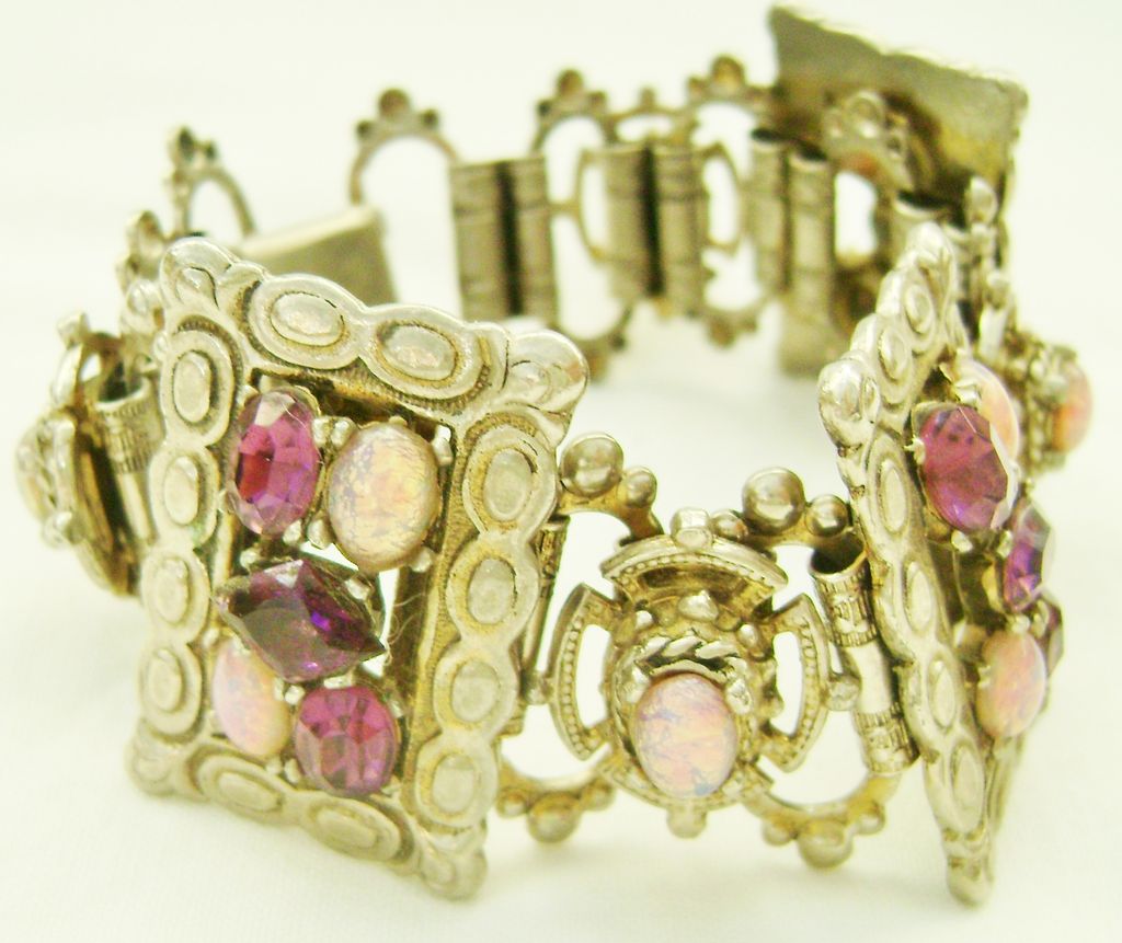 Purple & Opalite Vintage Rhinestone Bracelet on BookChain Purple & Opalite Vintage Rhinestone Bracelet on BookChain
