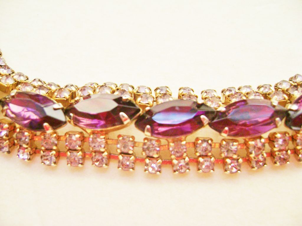 5-Row Purple & Lavender Rhinestone Vintage Bracelet 5-Row Purple & Lavender Rhinestone Vintage Bracelet