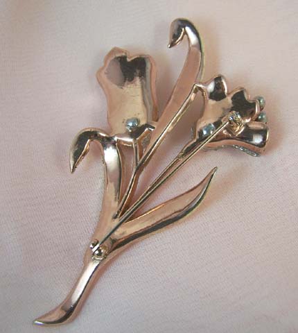 ART DECO Vintage Flower Rhinestone Trembler Brooch ART DECO Vintage Flower Rhinestone Trembler Brooch