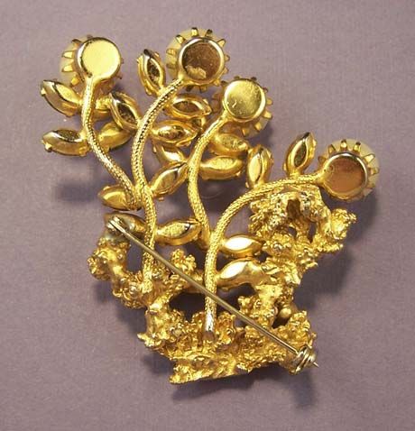 Vintage Floral Pearl Jade Rhinestone Brooch Vintage Floral Pearl Jade Rhinestone Brooch