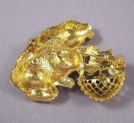 1928 Vintage Bunny Rabbit with Basket of Pearl Eggs Brooch 1928 Vintage Bunny Rabbit with Basket of Pearl Eggs Brooch