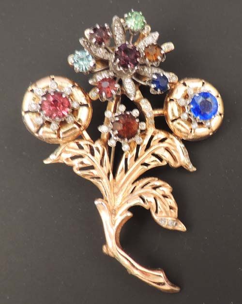 Vintage Jeweled Rhinestone Flower Brooch - Exquisite Vintage Jeweled Rhinestone Flower Brooch - Exquisite