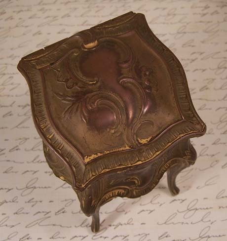 Antique 19th C. French Bronze Ormolu Trinket Box Jewelry Casket Antique 19th C. French Bronze Ormolu Trinket Box Jewelry Casket