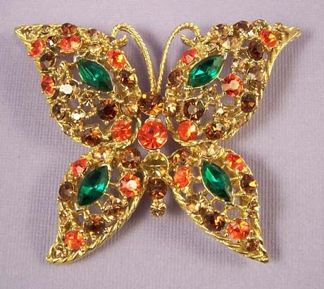 Vintage Multi Color Rhinestone Butterfly Brooch - Wow! Vintage Multi Color Rhinestone Butterfly Brooch - Wow!