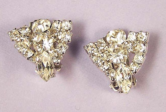 ART DECO Vintage Crystal Rhinestone Bridal Earrings ART DECO Vintage Crystal Rhinestone Bridal Earrings