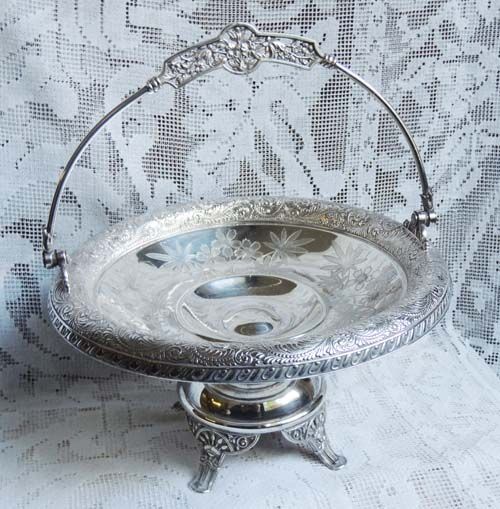 Antique Pedestal Basket Ornate Victorian Silver Plate Serving Basket Antique Pedestal Basket Ornate Victorian Silver Plate Serving Basket