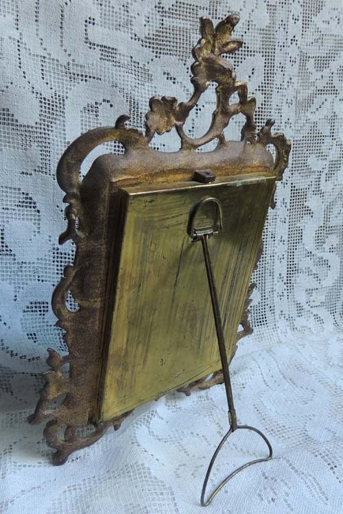 ART NOUVEAU Ornate Antique Floral Enamel Brass Photo Picture Frame ART NOUVEAU Ornate Antique Floral Enamel Brass Photo Picture Frame