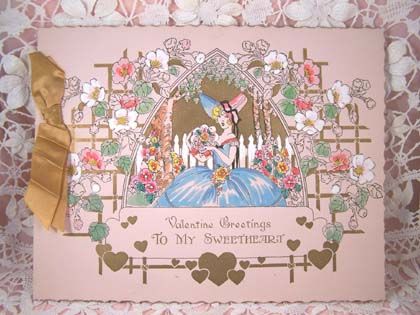 1929 VALENTINE 1929 Hand Colored Card 1929 VALENTINE 1929 Hand Colored Card