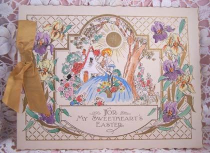 EASTER 1929 Vintage Hand Colored Card EASTER 1929 Vintage Hand Colored Card
