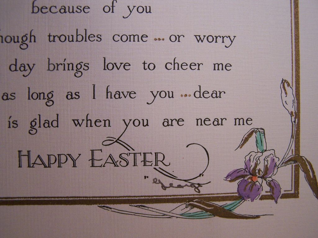 EASTER 1929 Vintage Hand Colored Card EASTER 1929 Vintage Hand Colored Card
