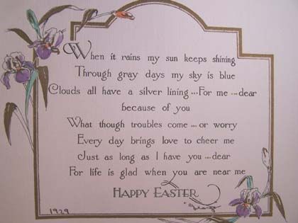 EASTER 1929 Vintage Hand Colored Card EASTER 1929 Vintage Hand Colored Card