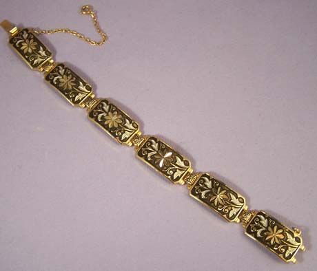 DAMASCENE Floral Panel Bracelet - Vintage Beautiful DAMASCENE Floral Panel Bracelet - Vintage Beautiful