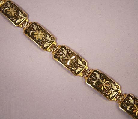 DAMASCENE Floral Panel Bracelet - Vintage Beautiful DAMASCENE Floral Panel Bracelet - Vintage Beautiful