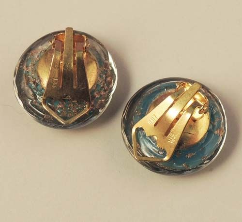 ITALIAN Vintage VENETIAN Murano Blue and Gold Art Glass Bead Necklace and Earrings Set ITALIAN Vintage VENETIAN Murano Blue and Gold Art Glass Bead Necklace and Earrings Set