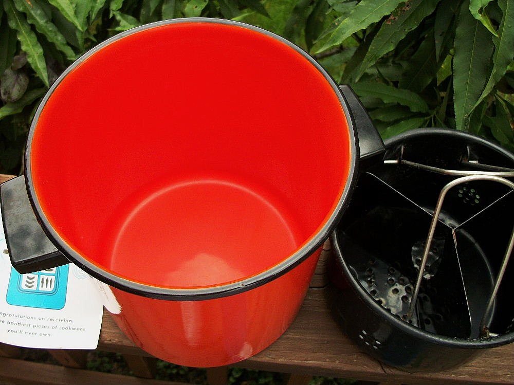 Orange Enamelware Stockpot, Steamer, Orange Orange Enamelware Stockpot, Steamer, Orange