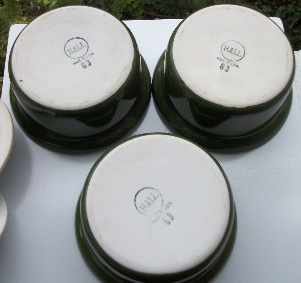 Set of Three Hall Individual Lidded Casseroles, Green Set of Three Hall Individual Lidded Casseroles, Green
