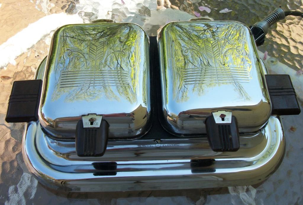 Vintage General Electric Double Waffle Iron, Chrome Vintage General Electric Double Waffle Iron, Chrome