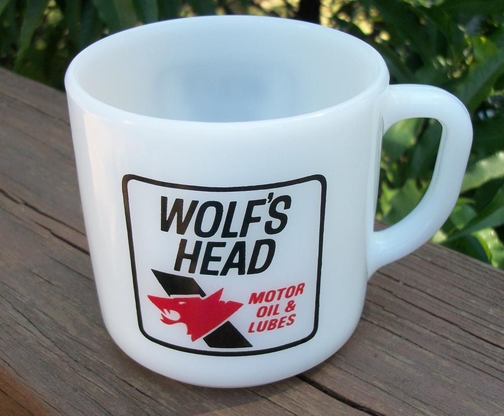 Vintage Wolf's Head Motor Oil Coffee Mug, Advertising Vintage Wolf's Head Motor Oil Coffee Mug, Advertising