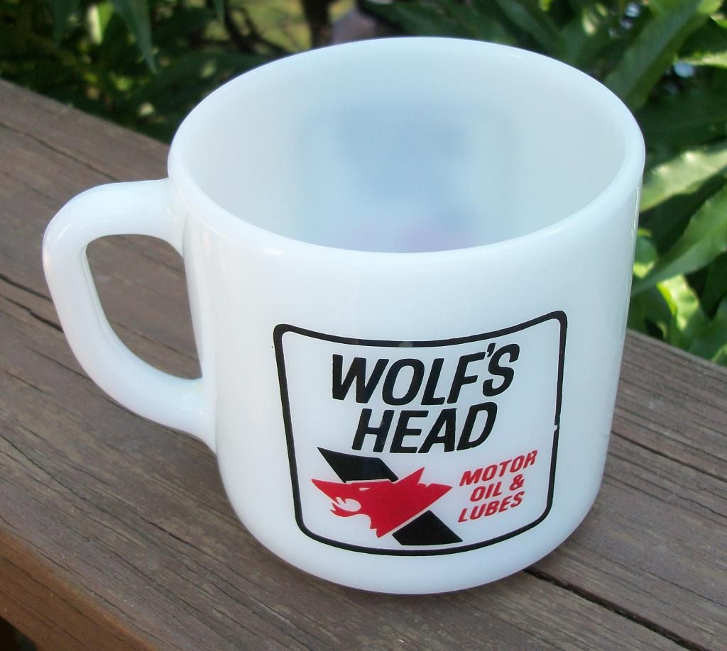 Vintage Wolf's Head Motor Oil Coffee Mug, Advertising Vintage Wolf's Head Motor Oil Coffee Mug, Advertising