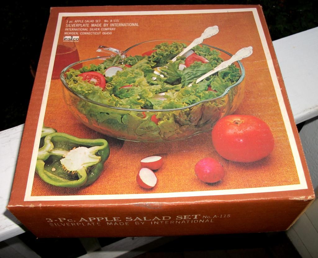 3 Piece Apple Salad Set, International Silver, New In Box 3 Piece Apple Salad Set, International Silver, New In Box