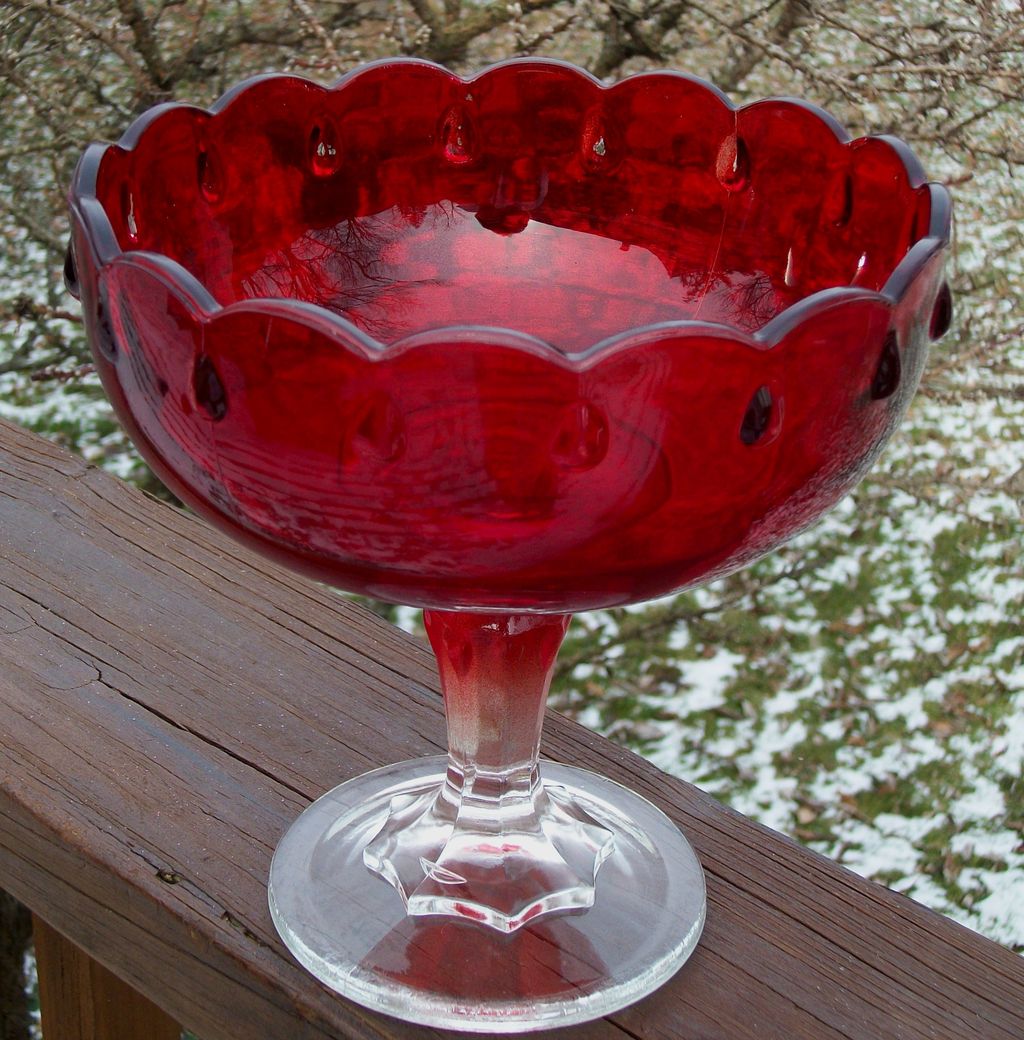 Indiana Glass Ruby Red Compote, Box Included Indiana Glass Ruby Red Compote, Box Included