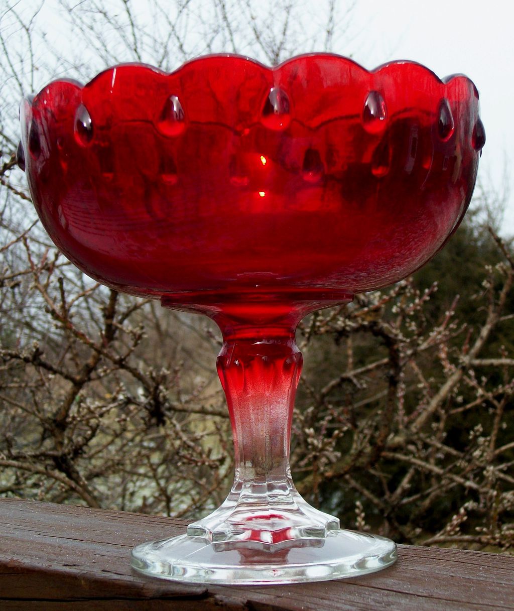 Indiana Glass Ruby Red Compote, Box Included Indiana Glass Ruby Red Compote, Box Included